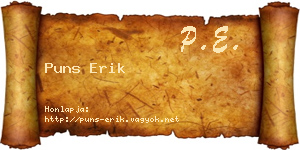 Puns Erik névjegykártya
